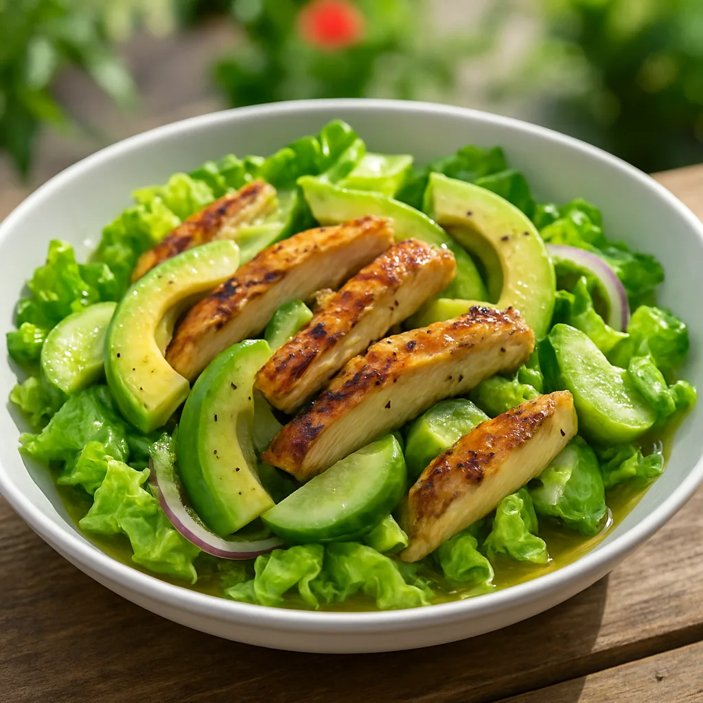 Pileća salata sa avokadom i hrskavom zelenom salatom