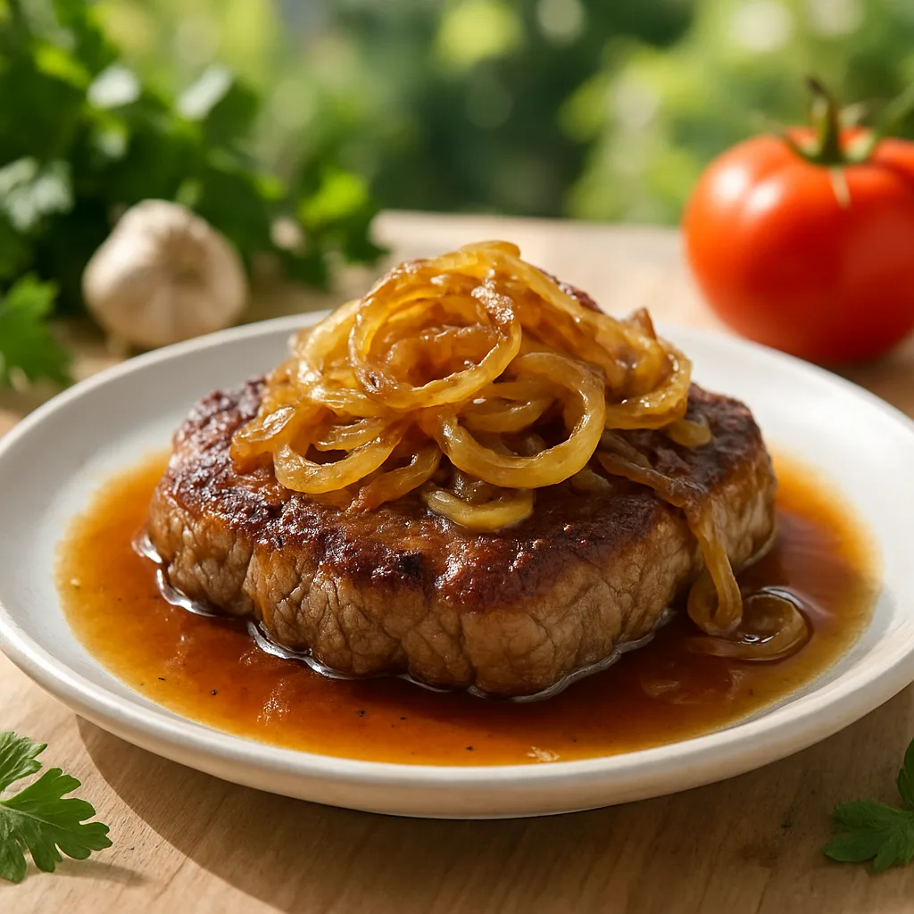 Sočni juneći steak sa karamelizovanim lukom